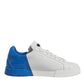 White Blue Logo Leather Portofino Sneaker Shoes