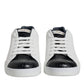 White Black Leather Portofino Sneaker Shoes