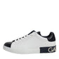 White Black Leather Portofino Sneaker Shoes