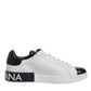 White Black Leather Portofino Sneaker Shoes