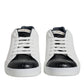 White Black Leather Portofino Sneaker Shoes