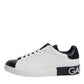 White Black Leather Portofino Sneaker Shoes