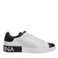 White Black Leather Portofino Sneaker Shoes
