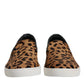 Brown Calfskin Fur Leopard Sneakers Shoes