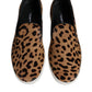 Brown Calfskin Fur Leopard Sneakers Shoes