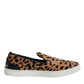 Brown Calfskin Fur Leopard Sneakers Shoes
