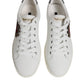 White Leather Heart Embellished Sneakers Shoes