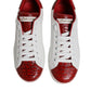 White Red Leather Portofino Men Sneaker Shoes