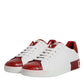 White Red Leather Portofino Men Sneaker Shoes