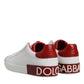 White Red Leather Portofino Men Sneaker Shoes