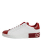 White Red Leather Portofino Men Sneaker Shoes