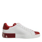 White Red Leather Portofino Men Sneaker Shoes