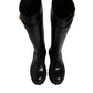 Black DG Logo Calf Leather High Boots Shoes