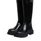 Black DG Logo Calf Leather High Boots Shoes