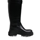 Black DG Logo Calf Leather High Boots Shoes