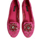 Fuchsia Crystal Loafer Lace Ballet Flats Shoes