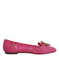 Fuchsia Crystal Loafer Lace Ballet Flats Shoes