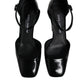 Black Leather Jackie Ankle Strap Sandals Shoes