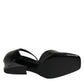 Black Leather Jackie Ankle Strap Sandals Shoes