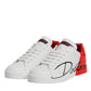 White Red Logo Portofino Sneakers Shoes