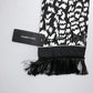 Black White Patterned Fringes Shawl Scarf