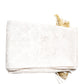 White Floral Jacquard Skinny Fringes Scarf