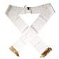 White Floral Jacquard Skinny Fringes Scarf