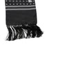 Black White Polka Dotted Silk Skinny Fringes Scarf