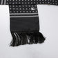 Black White Polka Dotted Silk Skinny Fringes Scarf