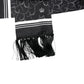 Black Patterned Skinny Fringes Shawl Scarf