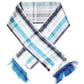 White Blue Stripes Silk Fringes Wrap Scarf