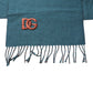 Blue Green Wool Fringes Wrap Shawl Scarf