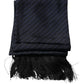 Dark Blue Fantasy Fringes Neck Wrap Scarf
