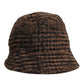 Brown Houndstooth Wool Woven Bucket Hat