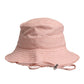 Pink Cotton Wide Brim Bucket Hat