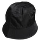 Black Cotton Wide Brim Bucket Hat