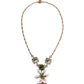 Gold Brass Lily Crystal Sacred Heart Pendant Necklace