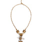 Gold Brass Lily Crystal Sacred Heart Pendant Necklace
