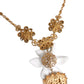 Gold Brass Lily Crystal Sacred Heart Pendant Necklace