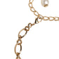 Gold Brass Pietre Oval Crystal Embellished Necklace