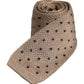 Beige Polka Dot Silk Adjustable Necktie Tie
