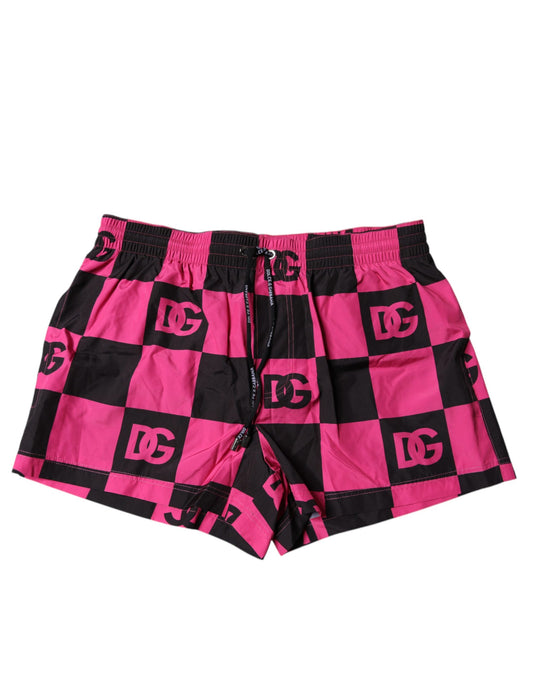 Black Pink Logo Beachwear Shorts 2Pc Swimwear
