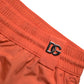 Orange Polyester Beachwear Shorts 2Pc Swimwear