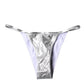 Silver Polyester Beachwear Bikini Bottom Swimwear
