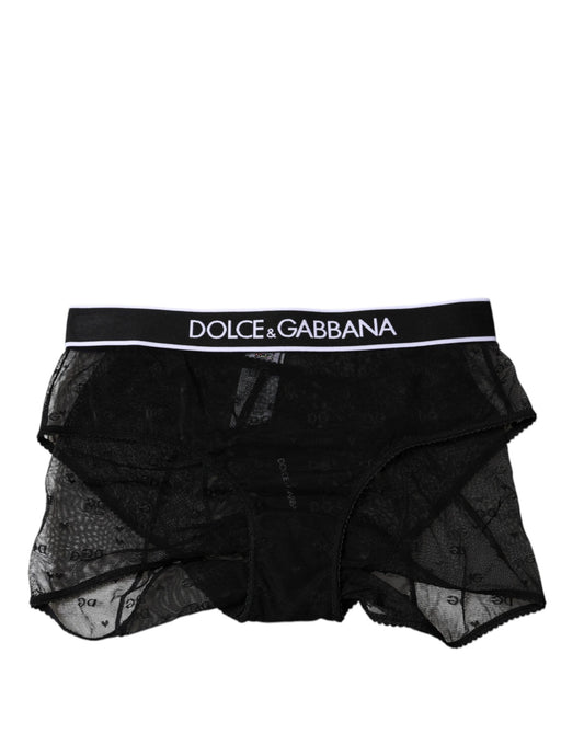 Black Tulle Nylon Mid Waist Panty Underwear
