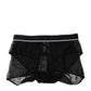 Black Tulle Nylon Mid Waist Panty Underwear