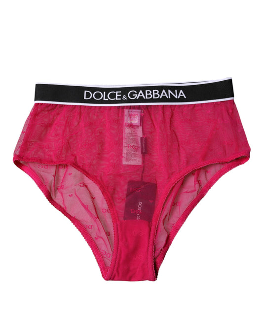 Fuchsia Tulle Nylon Mid Waist Panty Underwear