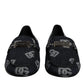 Black Logo Cotton Loafers Formal Dress Shoes