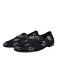 Black Logo Cotton Loafers Formal Dress Shoes