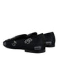 Black Logo Cotton Loafers Formal Dress Shoes